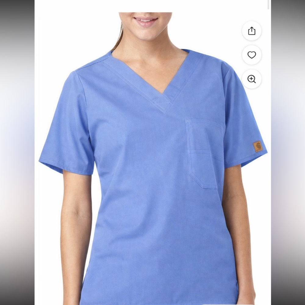 NEW! Carhartt Womens Mens Unisex V-Neck Short Sleeve Scrub Top Workwear Blue M